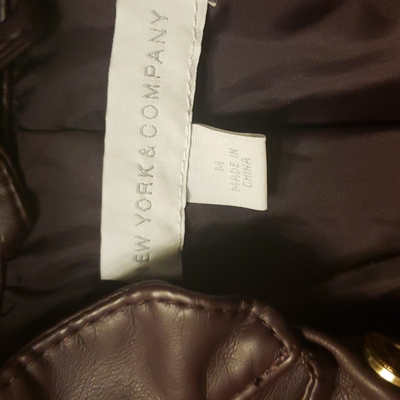 New York & Co Burgundy Faux Leather Jacket Sz M - Picture 11 of 15